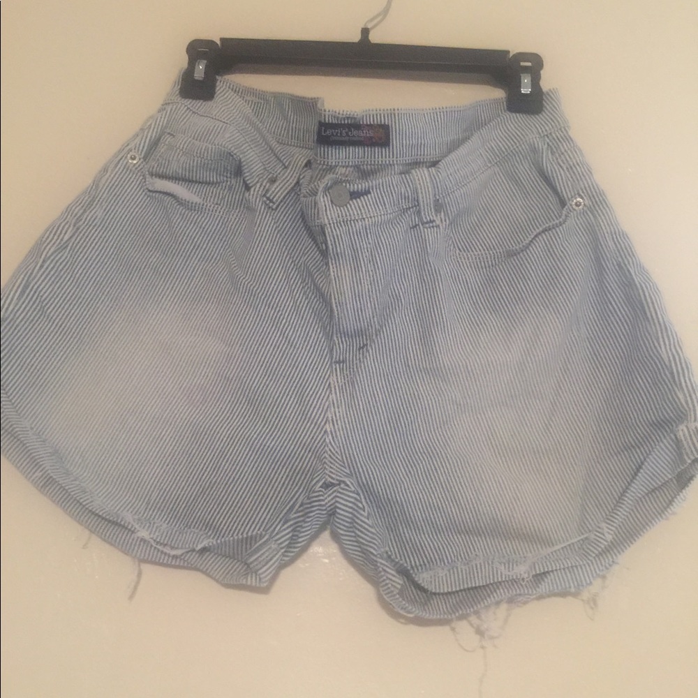 Blue striped shorts
